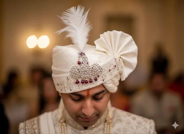 (Hand-Tied)_Majestic_Groom_Pagdi_with_Kundan_&_Maroon_Pearl_Kalgi_and_Safa