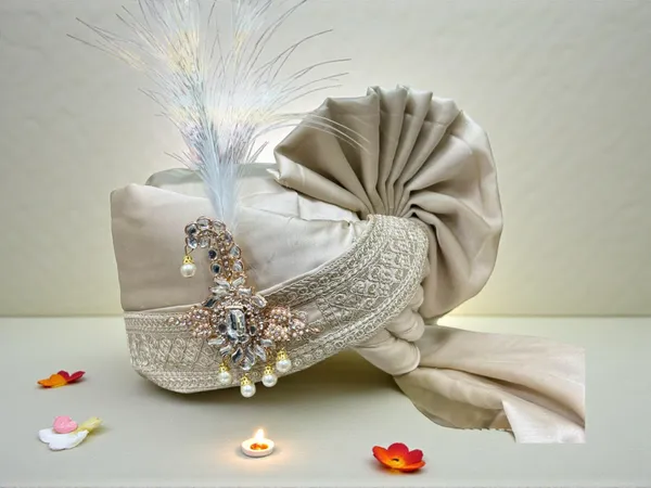(Hand-Tied)_Classic_Groom_Pagdi_with_Embroidered_Safa_and_Pearl_Kalgi