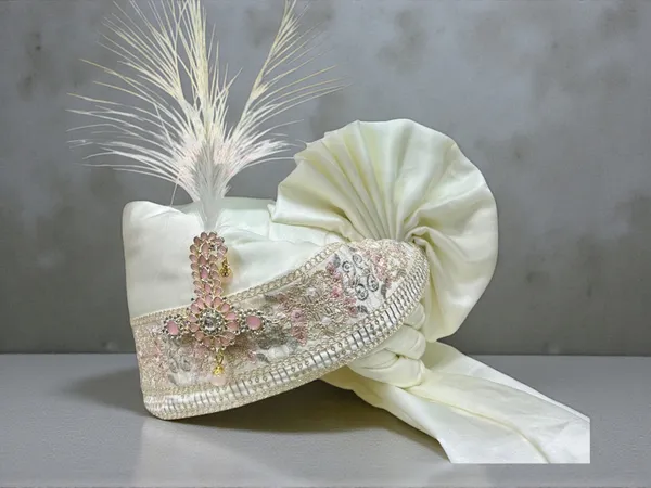 (Hand-Tied)_Grand_Groom_Pagdi_with_Pastel_Embroidery_with_Safa_and_Pearl_Kalgi