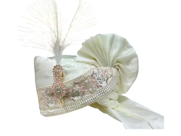 (Hand-Tied)_Grand_Groom_Pagdi_with_Pastel_Embroidery_with_Safa_and_Pearl_Kalgi