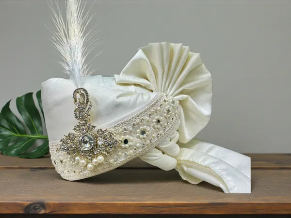 Hand-Tied)_Elegance_in_style_Groom_Pagdi_with_Embroidered_Safa_and_Pearl_Kalgi