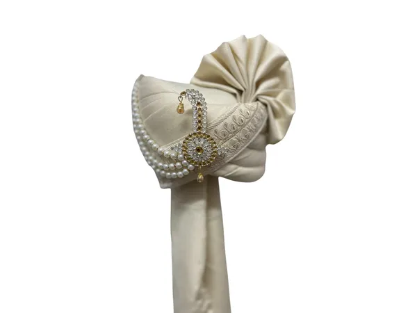 Rich_Timeless_Ivory_Satin_Groom_Pagdi_with_Embroidered_Safa_and_Pearl_Kalgi