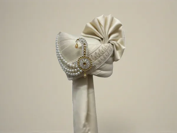 Rich_Timeless_Ivory_Satin_Groom_Pagdi_with_Embroidered_Safa_and_Pearl_Kalgi