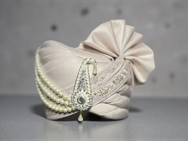 Premium_Rose_Gold_Groom_Pagdi__Regal_Satin_Safa_with_Pearl_Sarpech