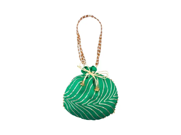 Bandhani_Style_Round_Potli_Bag_With_Golden_Handle