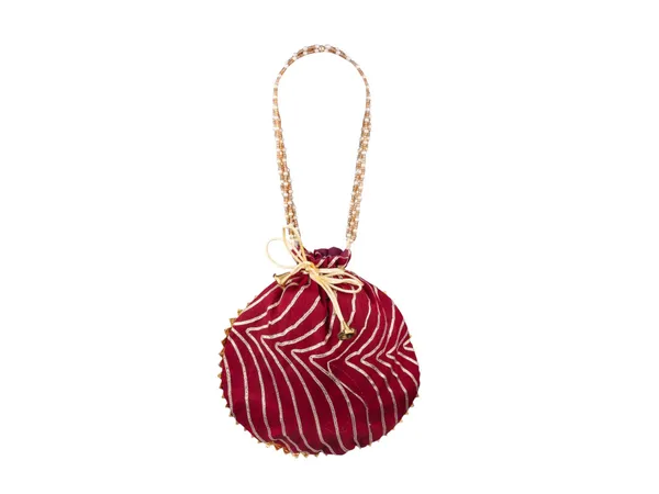 Bandhani_Style_Round_Potli_Bag_With_Golden_Handle