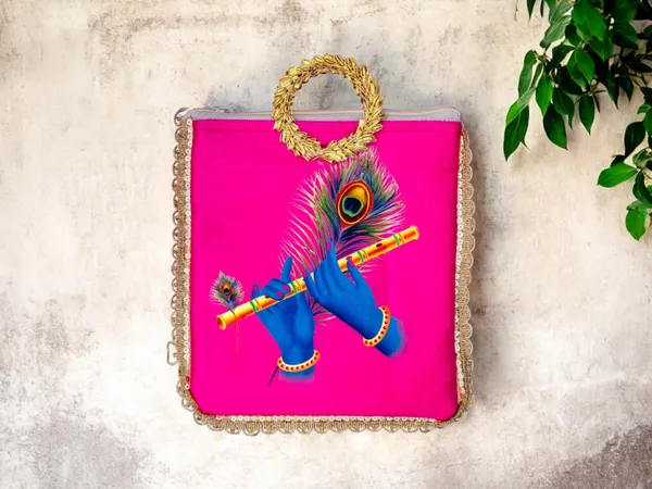 Krishna_Flute_Bag_With_Golden_Handle_-_Pink