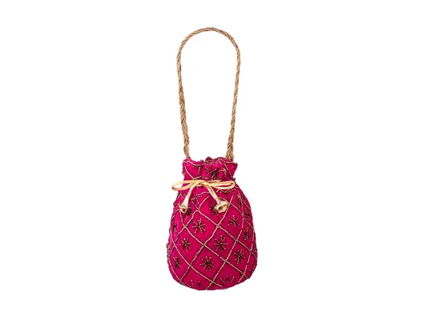 Fuchsia_Embroidered_Potli_Bag_With_Golden_Beadwork_&_Braided_Handle_-_Pink