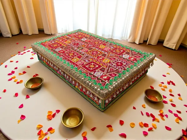 Phulkari_Handcrafted_Chowki_-_Maroon