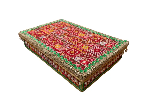 Phulkari_Handcrafted_Chowki_-_Maroon