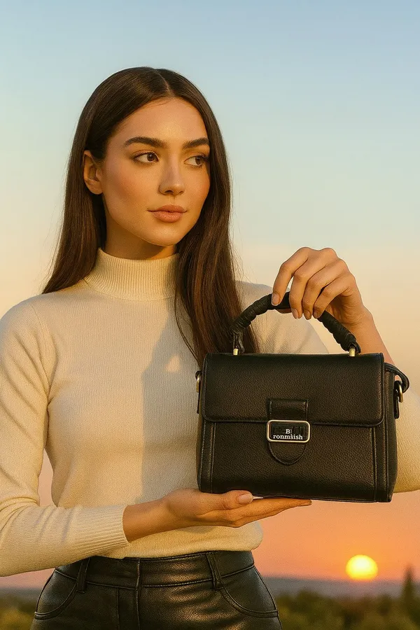 Brown_Artificial_Leather_Flap_Closure_Handbag_For_Girls