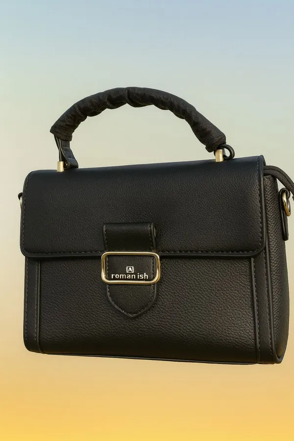 Brown_Artificial_Leather_Flap_Closure_Handbag_For_Girls
