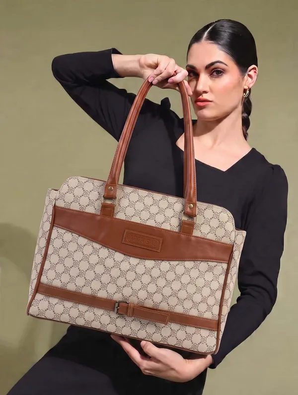 ELegant_Beige_and_Brown_printed_tote_handbag_