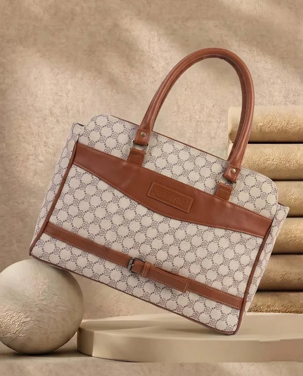 ELegant_Beige_and_Brown_printed_tote_handbag_