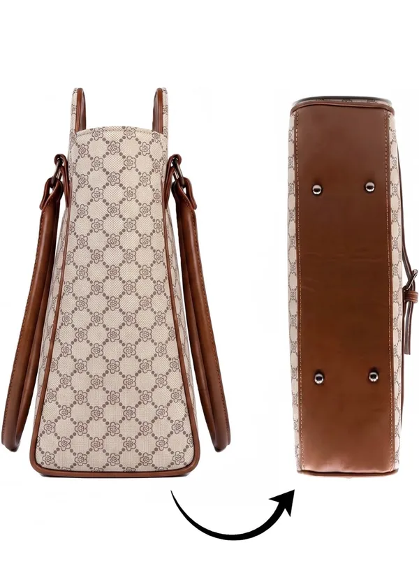 ELegant_Beige_and_Brown_printed_tote_handbag_