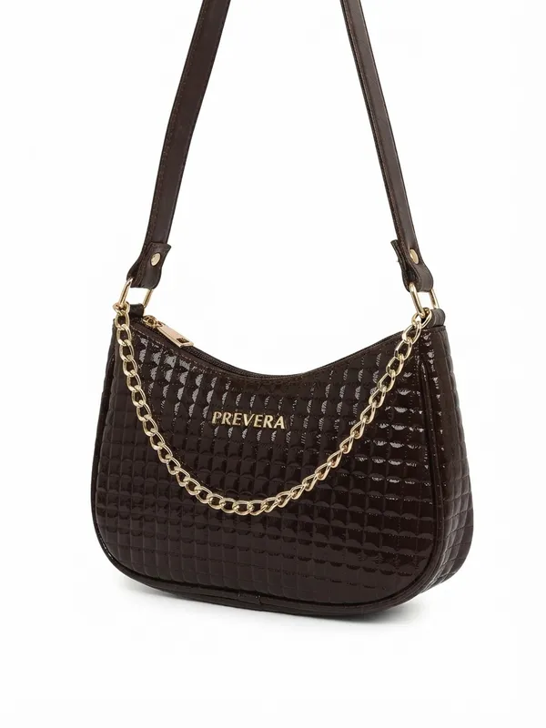 Prevera_Noir_Glossy_Chain_Shoulder_Bag