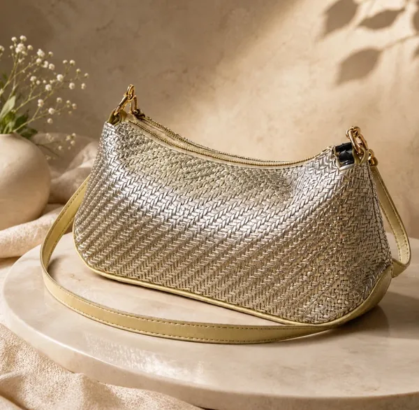 Prevera_Silver_Metallic_Shoulder_Bag