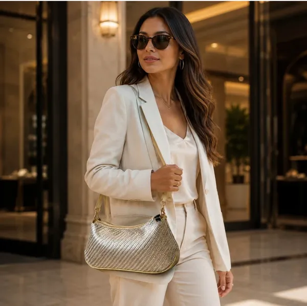 Prevera_Silver_Metallic_Shoulder_Bag