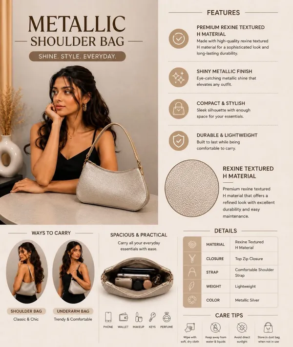Prevera_Silver_Metallic_Shoulder_Bag