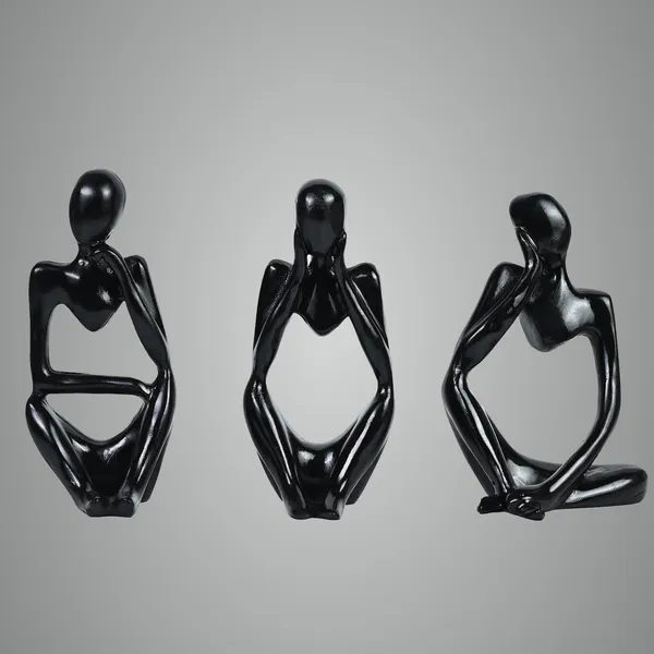 Black_Black_Thinker_Statues_For_Set_Of_3_Modern_Abstract_Office_&_Home_Sculptures