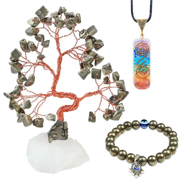 Gold_Pyrite_Quartz_Tree,_7_Chakra_Pendant_&_Pyrite_Bracelet_For_Genuine_Healing_Crystal_Set_For_Protection,_Positive_Energy_&_Chakra_Balance,_Housewarming_Gifts_For_Gift_For_Women