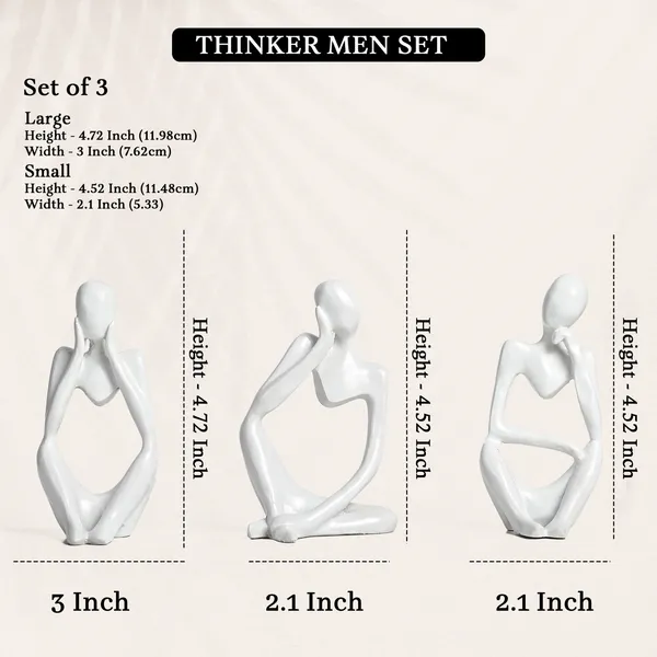 White_White_Thinker_Statues_For_Set_Of_3_Artistic_Modern_Sculptures_For_Home_&_Office