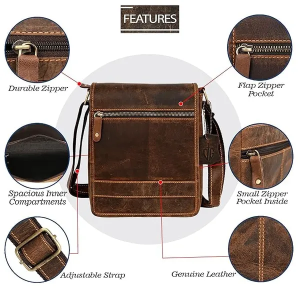 Brown_Men's_And_Women's_Genuine_Leather_Messenger/Crossbody/Sling_Bag_Mobile_Holster_For_Office