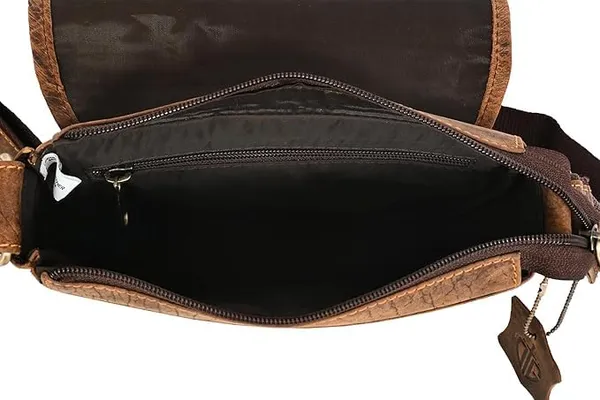 Brown_Men's_And_Women's_Genuine_Leather_Messenger/Crossbody/Sling_Bag_Mobile_Holster_For_Office