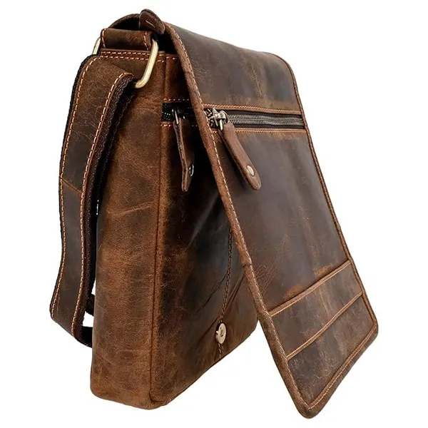 Brown_Men's_And_Women's_Genuine_Leather_Messenger/Crossbody/Sling_Bag_Mobile_Holster_For_Office
