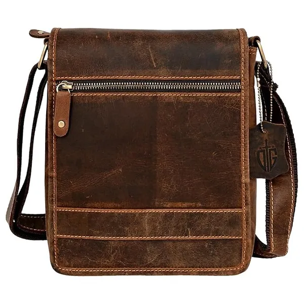 Brown_Men's_And_Women's_Genuine_Leather_Messenger/Crossbody/Sling_Bag_Mobile_Holster_For_Office