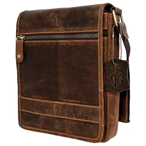 Brown_Men's_And_Women's_Genuine_Leather_Messenger/Crossbody/Sling_Bag_Mobile_Holster_For_Office