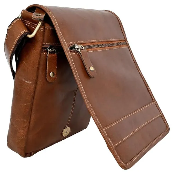 Brown_Men's_And_Women's_Genuine_Leather_Messenger/Crossbody/Sling_Bag_Mobile_Holster_For_Travel_Outdoor_Camping_Hiking_Bag