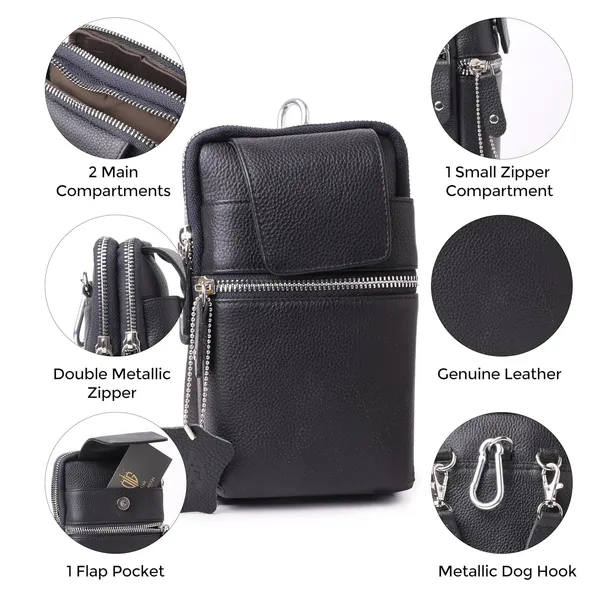 Genuine_Leather_Waist_Bag_for_Men_&_Women,_Stylish_Waterproof_Fanny_Pack_with_Magnetic_Flap,_Sling_&_Belt_Clip,_Crossbody_Holster_Pouch_for_Mobile,_Travel,_Hiking,_Biking,_Outdoor_Use_(19_x12_cm)