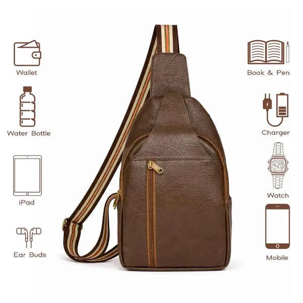 Leather_Chest_Bag_with_Adjustable_Strap,_Compact_Crossbody_Backpack_for_Daily_Use,_Plain_&_Croc_Texture_Options