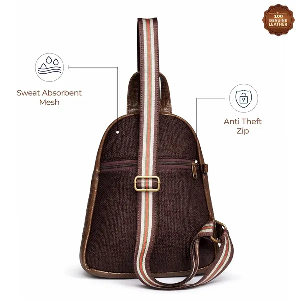 Leather_Chest_Bag_with_Adjustable_Strap,_Compact_Crossbody_Backpack_for_Daily_Use,_Plain_&_Croc_Texture_Options