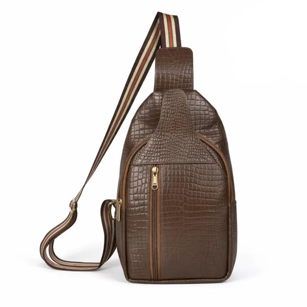 Leather_Chest_Bag_with_Adjustable_Strap,_Compact_Crossbody_Backpack_for_Daily_Use,_Plain_&_Croc_Texture_Options
