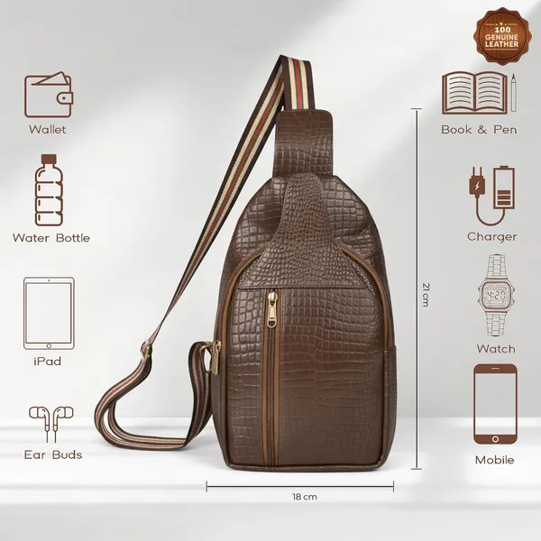 Leather_Chest_Bag_with_Adjustable_Strap,_Compact_Crossbody_Backpack_for_Daily_Use,_Plain_&_Croc_Texture_Options