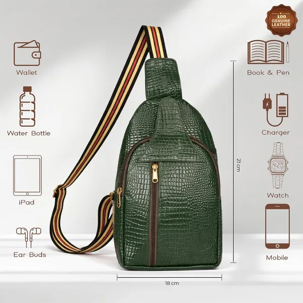Leather_Chest_Bag_with_Adjustable_Strap,_Compact_Crossbody_Backpack_for_Daily_Use,_Plain_&_Croc_Texture_Options