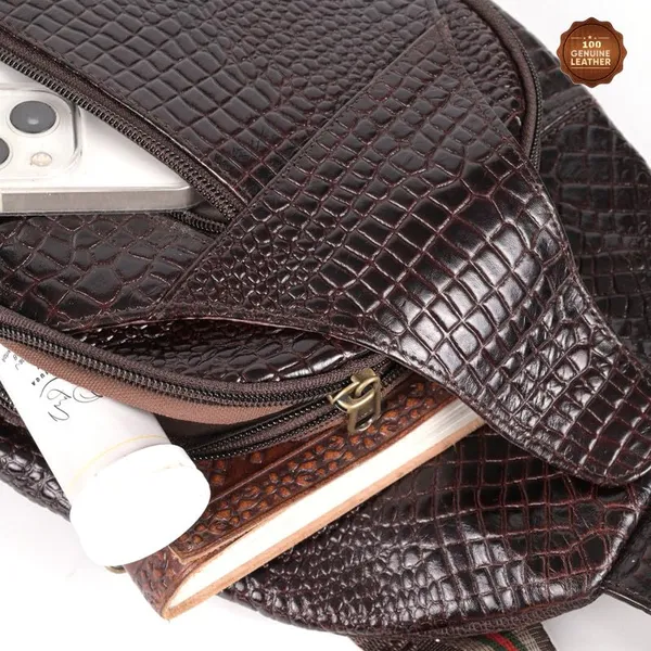 Leather_Chest_Bag_with_Adjustable_Strap,_Compact_Crossbody_Backpack_for_Daily_Use,_Plain_&_Croc_Texture_Options