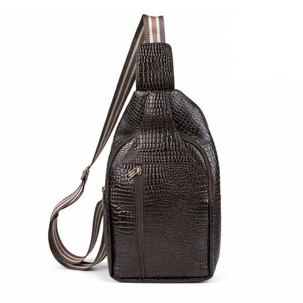 Leather_Chest_Bag_with_Adjustable_Strap,_Compact_Crossbody_Backpack_for_Daily_Use,_Plain_&_Croc_Texture_Options