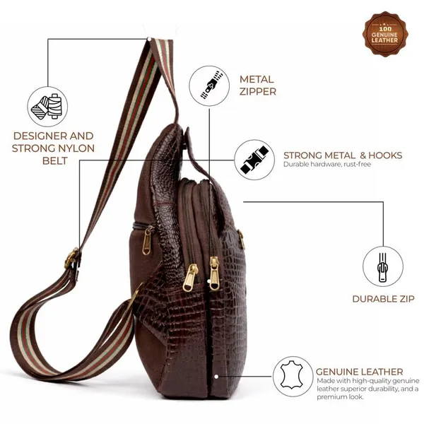 Leather_Chest_Bag_with_Adjustable_Strap,_Compact_Crossbody_Backpack_for_Daily_Use,_Plain_&_Croc_Texture_Options