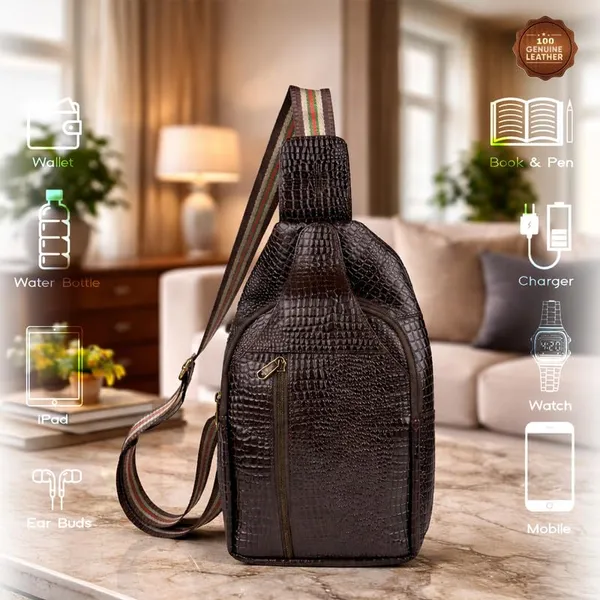 Leather_Chest_Bag_with_Adjustable_Strap,_Compact_Crossbody_Backpack_for_Daily_Use,_Plain_&_Croc_Texture_Options