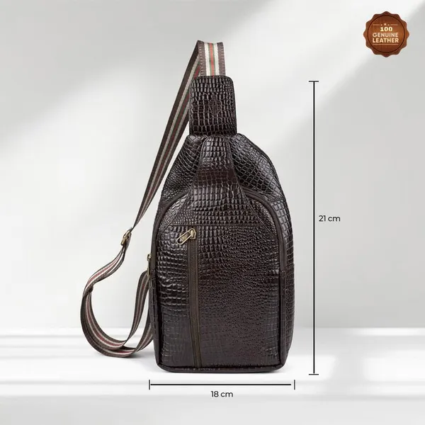 Leather_Chest_Bag_with_Adjustable_Strap,_Compact_Crossbody_Backpack_for_Daily_Use,_Plain_&_Croc_Texture_Options