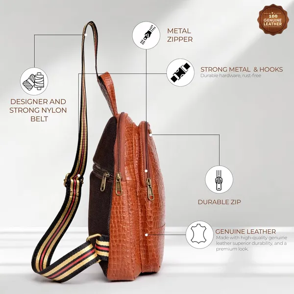Leather_Chest_Bag_with_Adjustable_Strap,_Compact_Crossbody_Backpack_for_Daily_Use,_Plain_&_Croc_Texture_Options