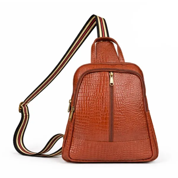 Leather_Chest_Bag_with_Adjustable_Strap,_Compact_Crossbody_Backpack_for_Daily_Use,_Plain_&_Croc_Texture_Options