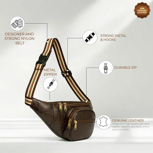 Chocolate_Leather_Waist_Bag_|_Adjustable_Belt_Bag_with_Multiple_Zip_Pockets