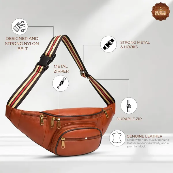 Tan_Leather_Waist_Bag_|_Adjustable_Belt_Bag_with_Multiple_Zip_Pockets