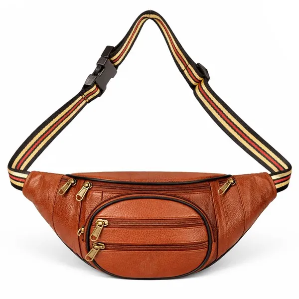 Tan_Leather_Waist_Bag_|_Adjustable_Belt_Bag_with_Multiple_Zip_Pockets