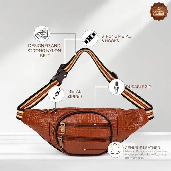 Tan_Leather_Waist_Bag_|_Adjustable_Belt_Bag_with_Multiple_Zip_Pockets