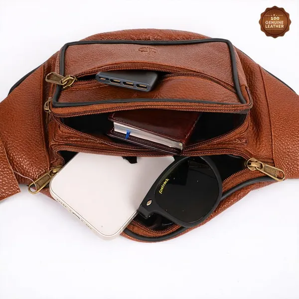 Tan_Leather_Waist_Bag_|_Adjustable_Belt_Bag_with_Multiple_Zip_Pockets